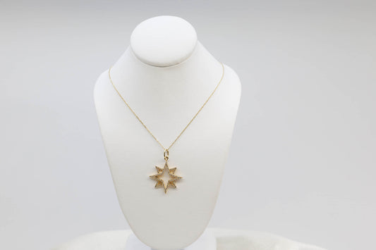 14k Yellow Gold Necklace with Stellar Star Diamond Pendant