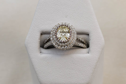18K White Gold and Yellow Diamond Engagement Ring