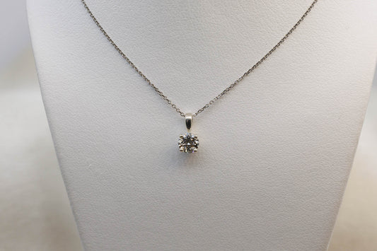 14K White Gold Necklace and Single Diamond Pendant